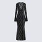 Lilith Black Lace Maxi Dress