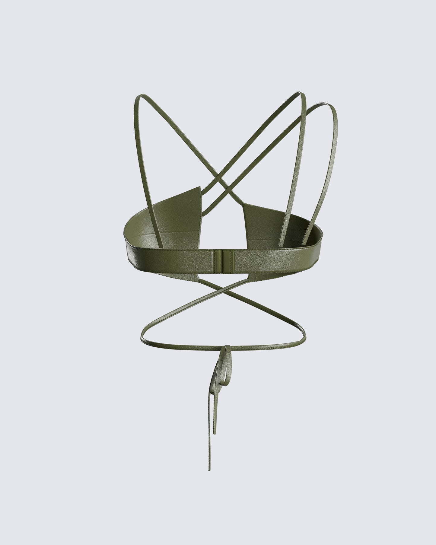 Nadir Olive Vegan Leather Tie Top