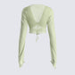 Jolie Olive Mesh Tie Front Top