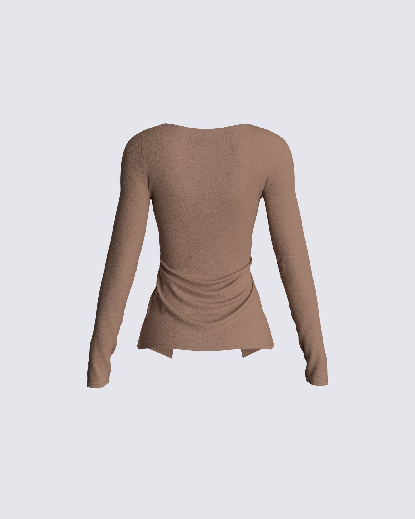 Abra Taupe Tie Front Top