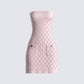 Celine Pink Pattern Knit Mini Dress 3d product front