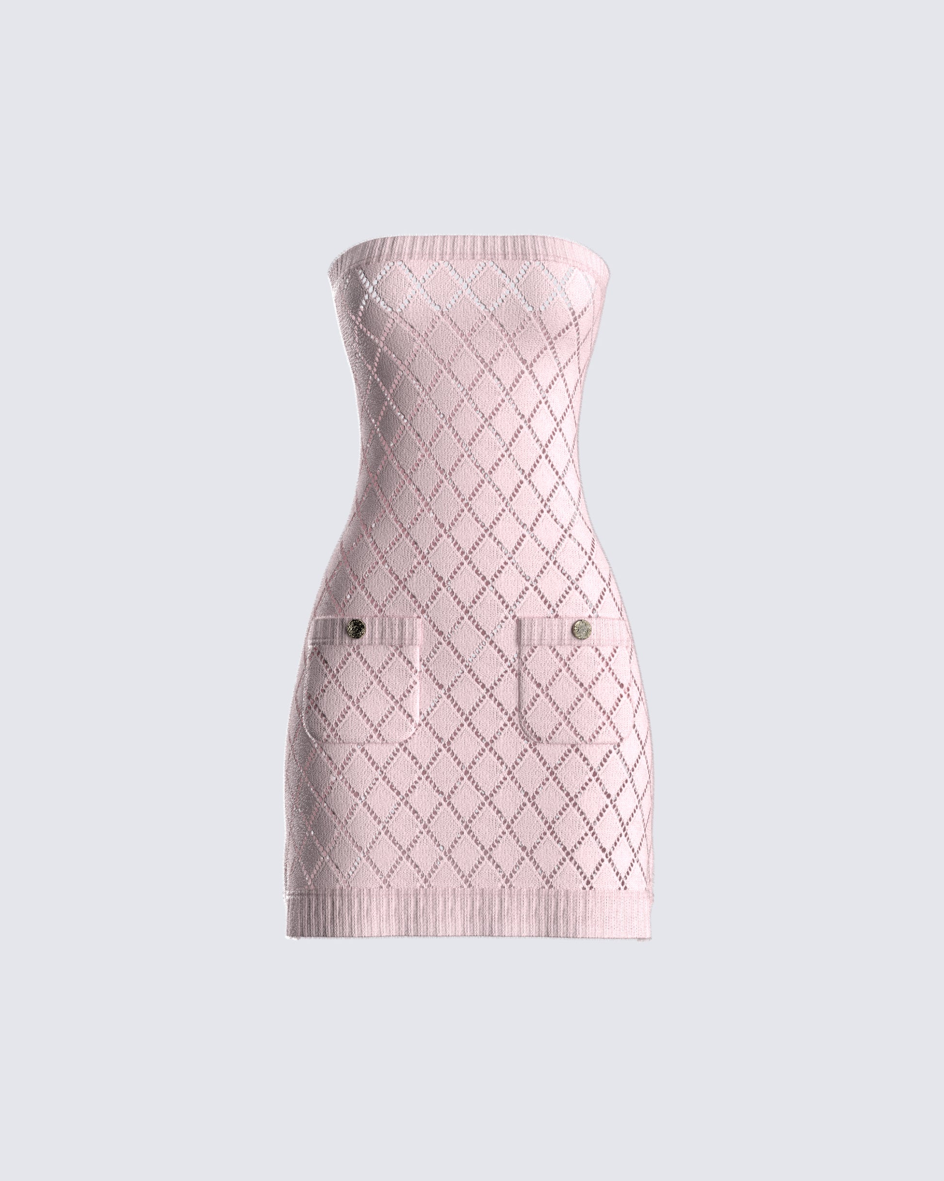 Celine Pink Pattern Knit Mini Dress 3d product front
