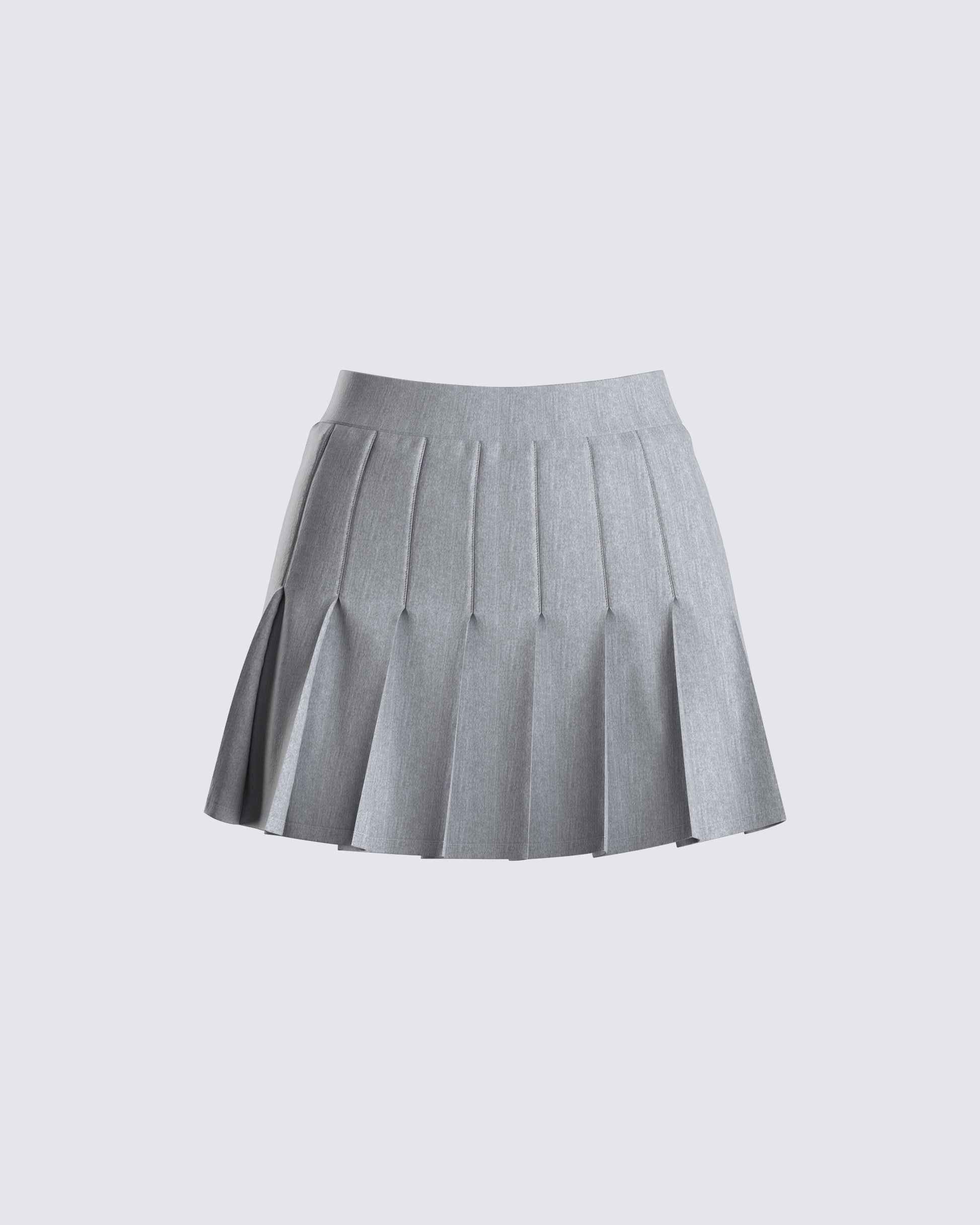 Madeleine Grey Pleated Mini Skirt 3d product front