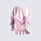 Edith Pink Satin High Low Skirt 3d product front