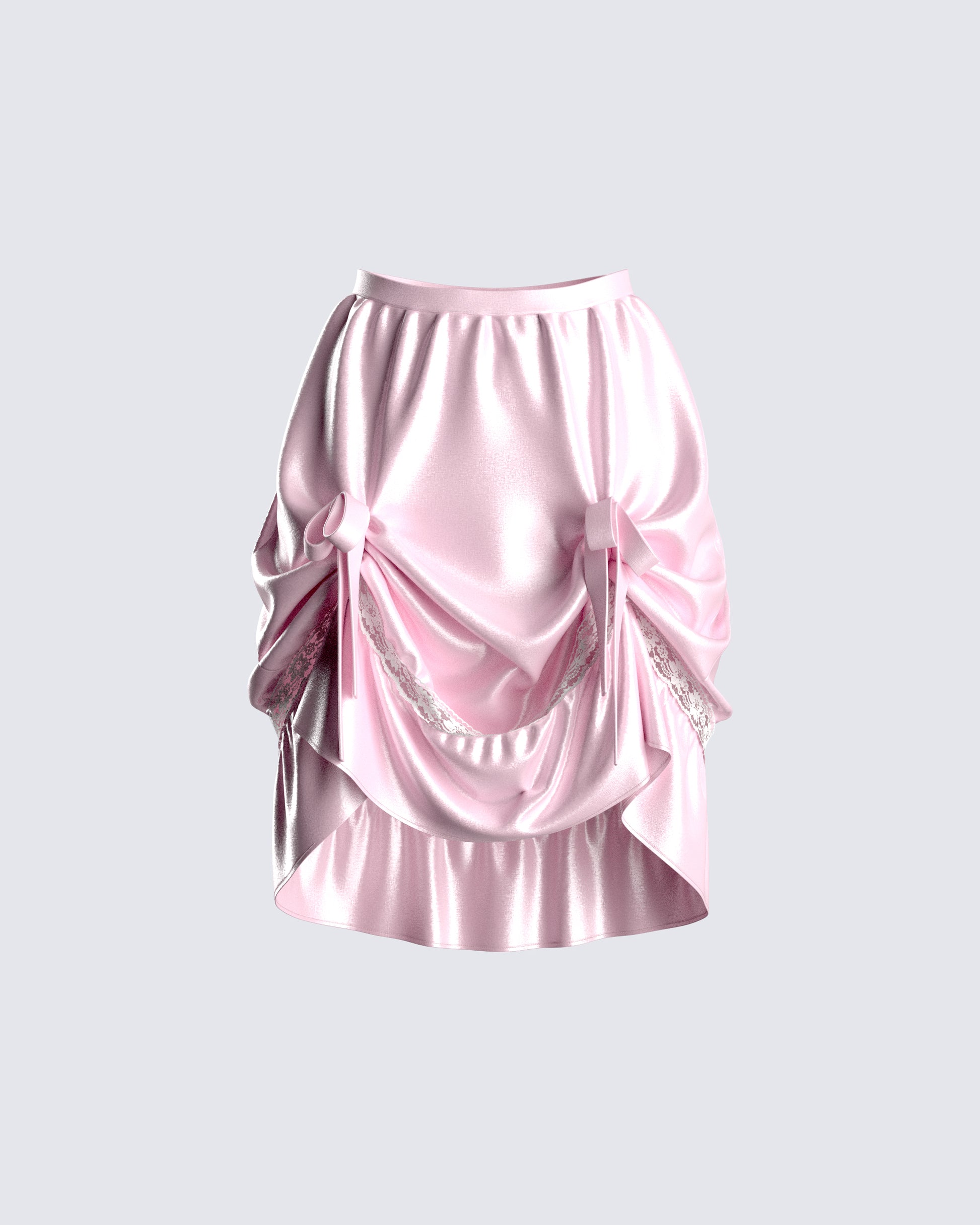 Edith Pink Satin High Low Skirt 3d product front