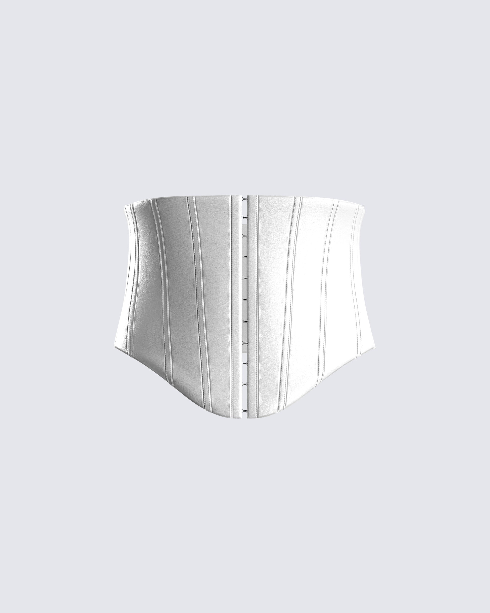 Enzo White Satin Corset Top 3d product front