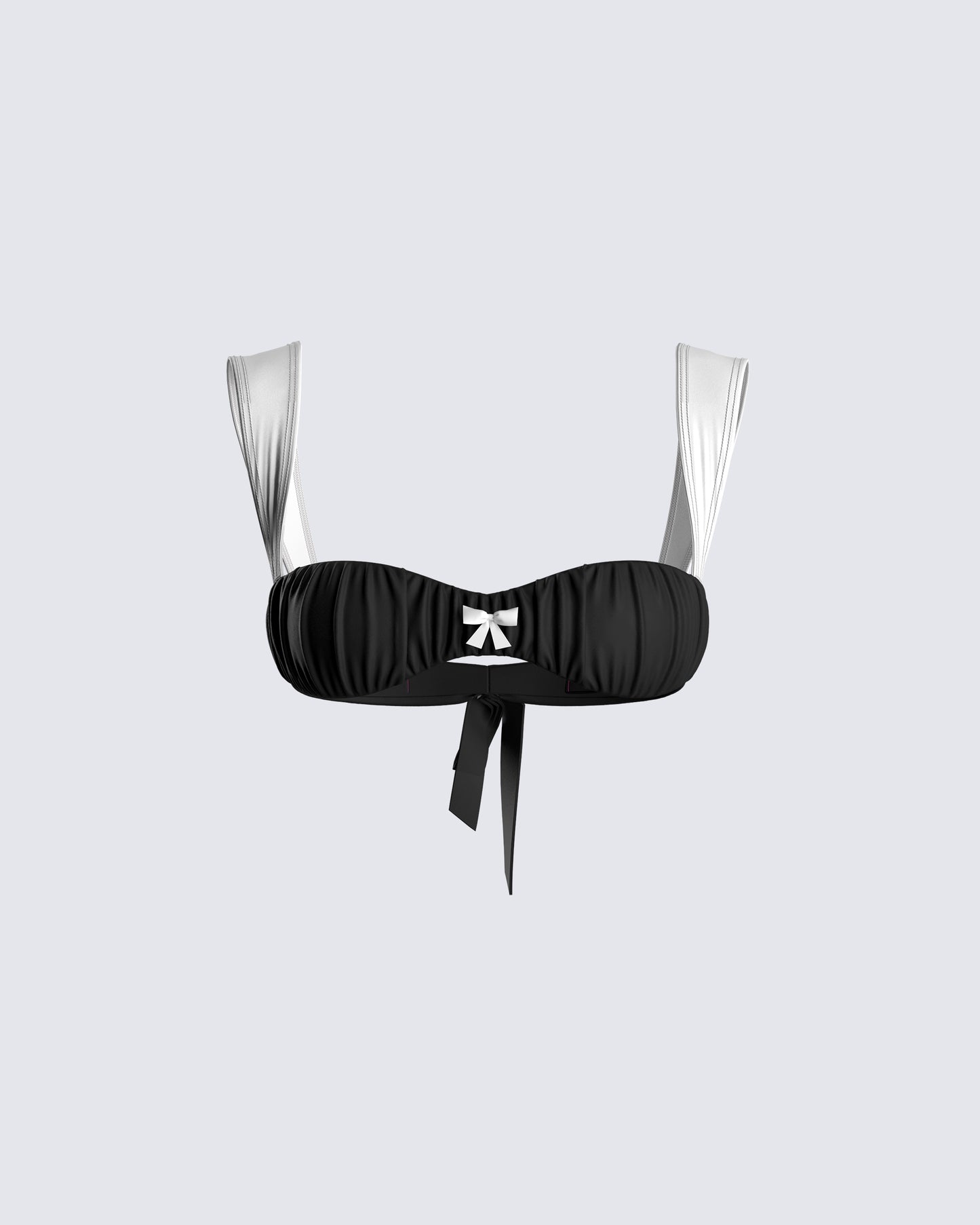 Taika Black Shirred Bikini Top 3d product front