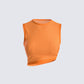 Leona Orange Mesh Asymmetrical Top 3d product front