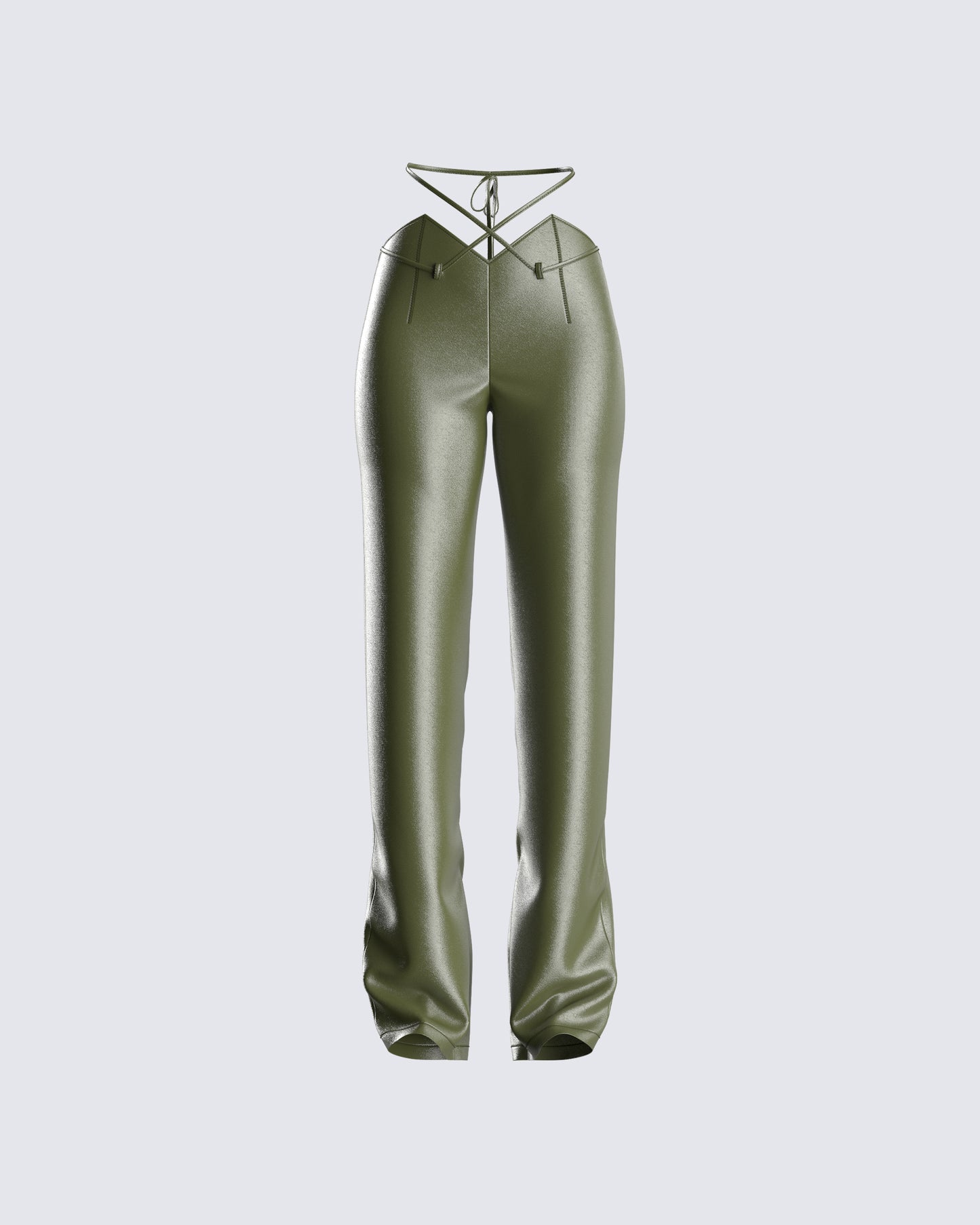 Nadir Olive Vegan Leather Pant 3d product front