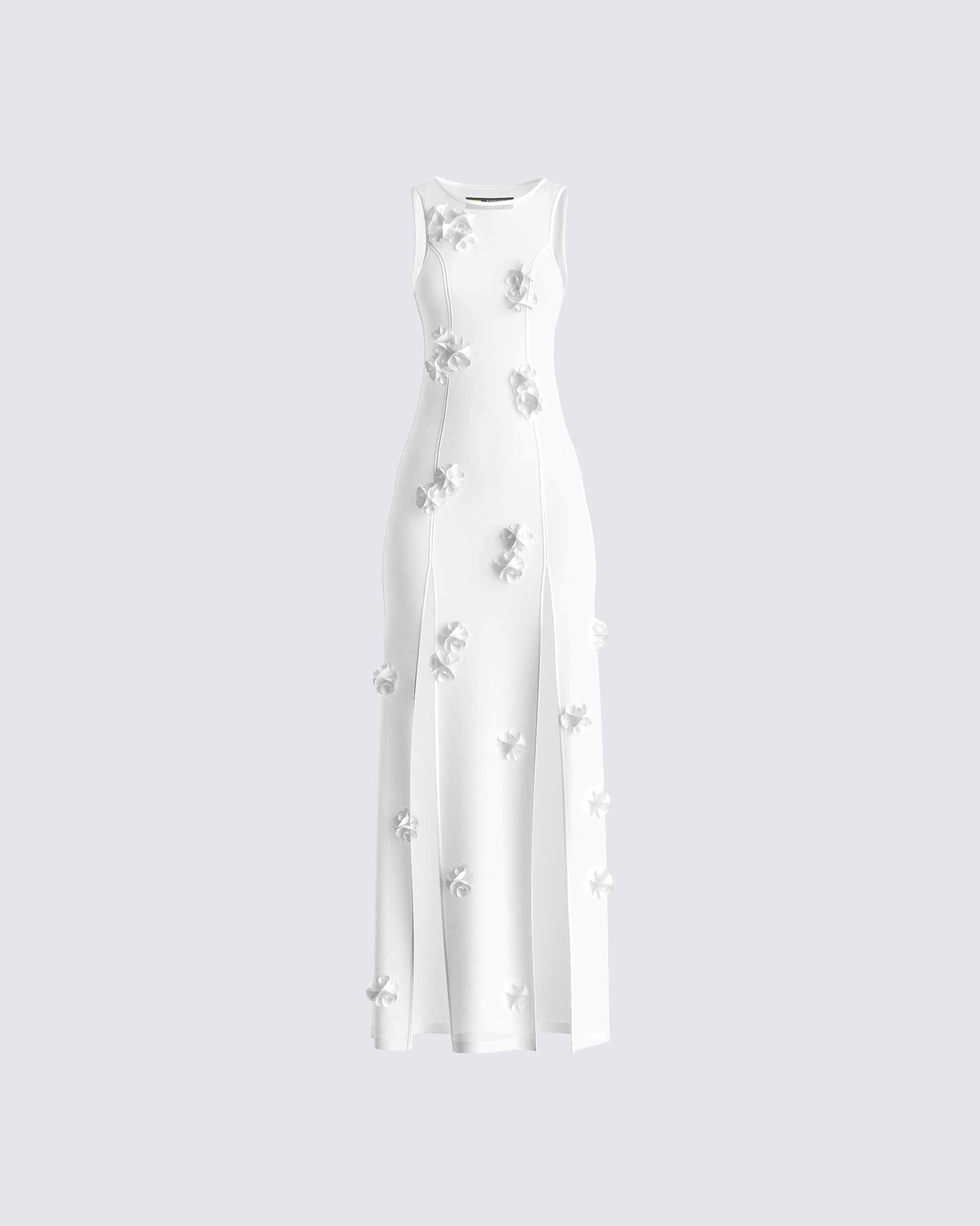 Regina White Floral Maxi Dress 3d product front