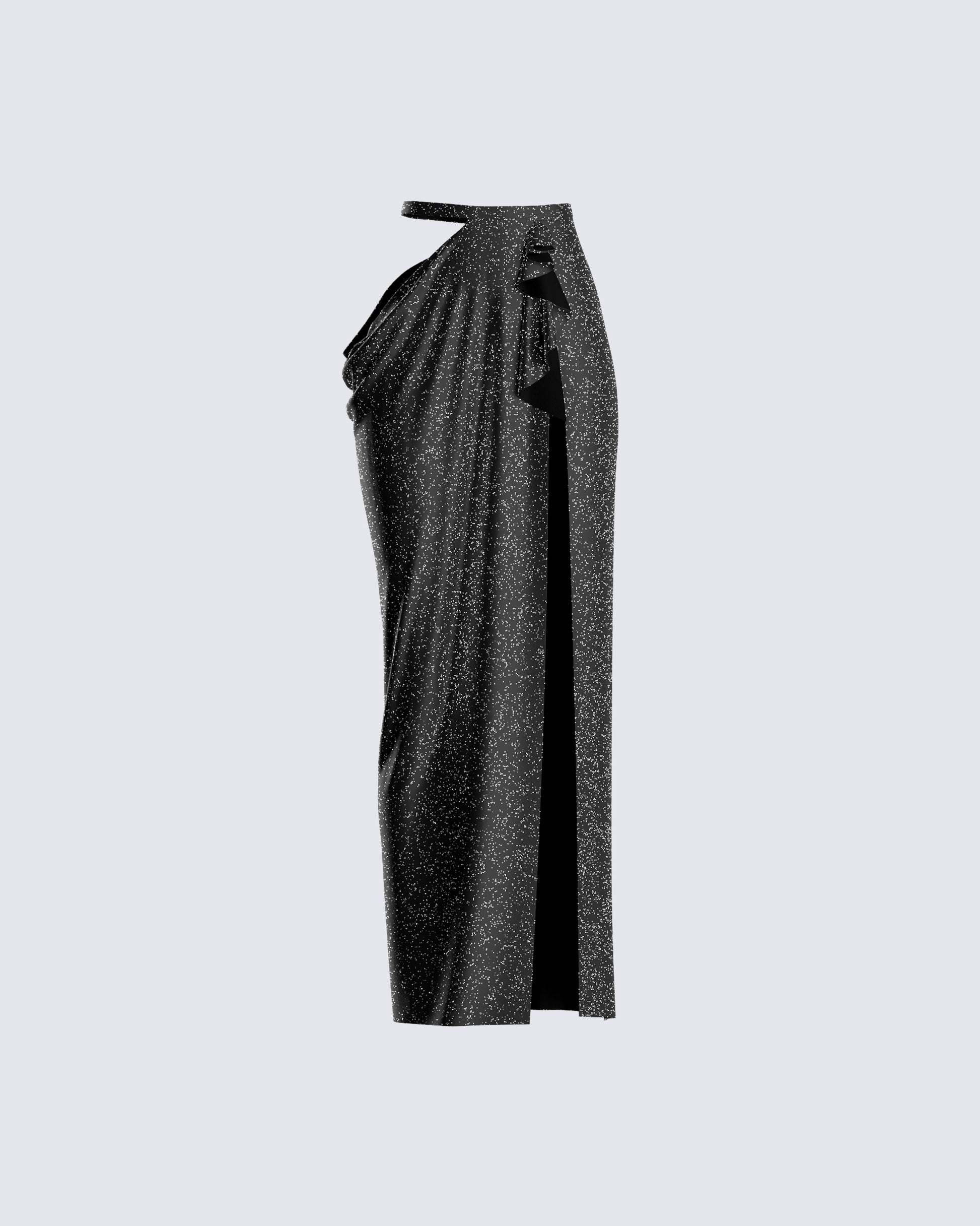 Whitney Black Shimmer Maxi Skirt 3d product front