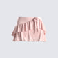 Marie Pink Mesh Ruffle Mini Skirt 3d product front