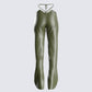 Nadir Olive Vegan Leather Pant