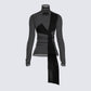 Narda Black Satin Bow Top