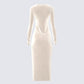 Ari Ivory Velvet Midi Dress