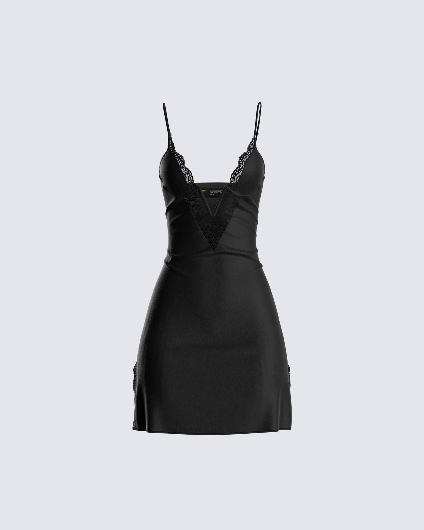 Ivy Black Lace Trim Mini Dress product front