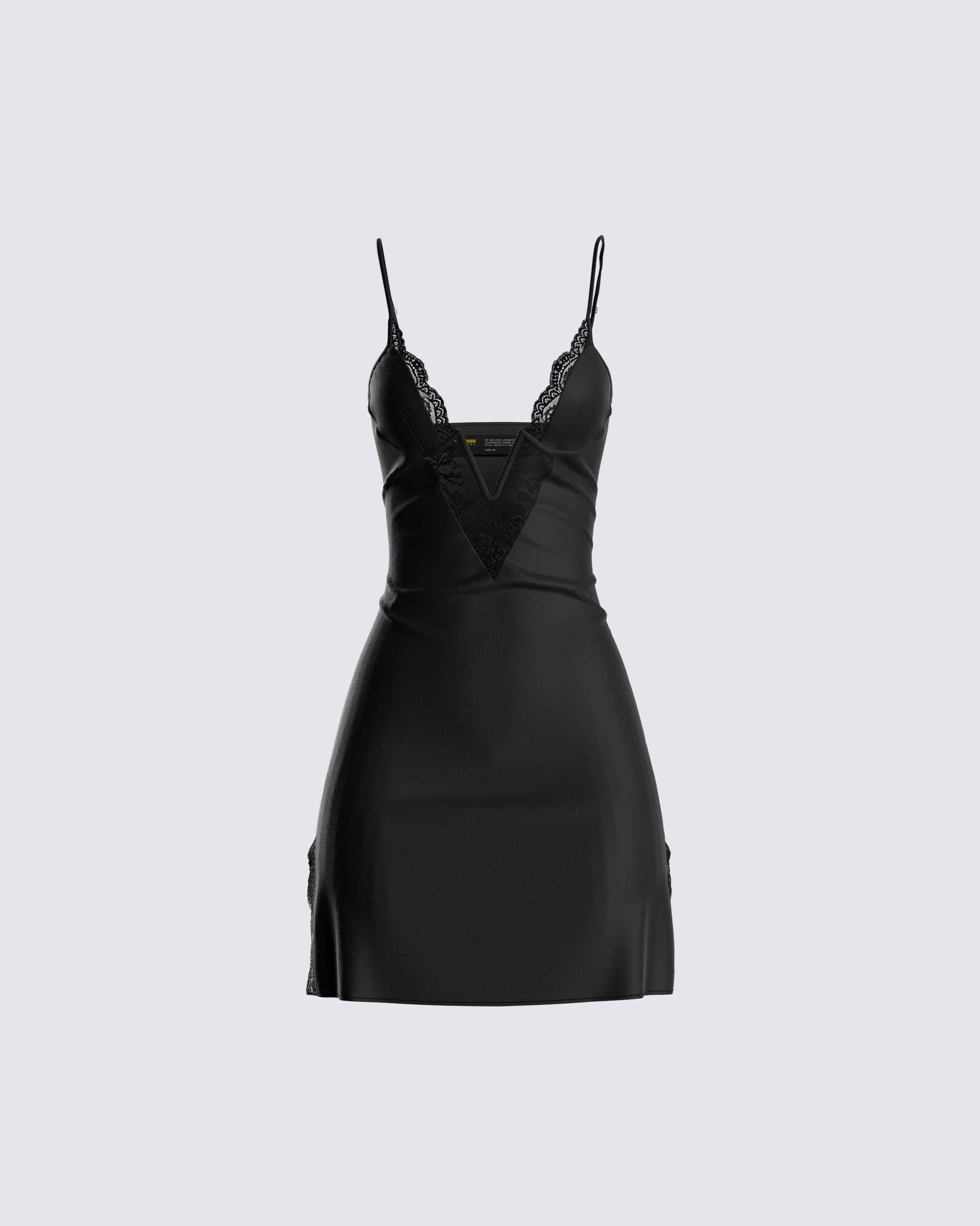 Ivy Black Lace Trim Mini Dress product front