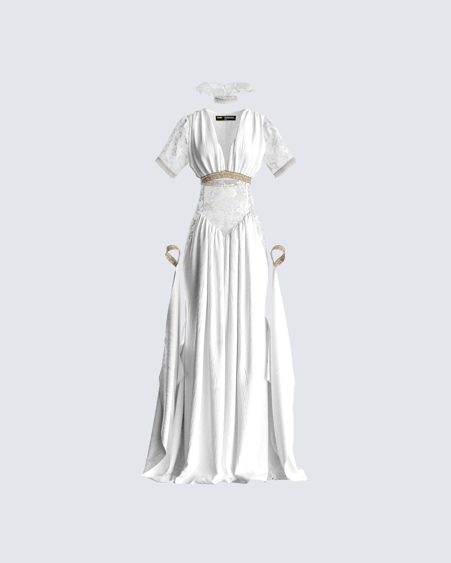 Melora White Maxi Dress & Collar product front