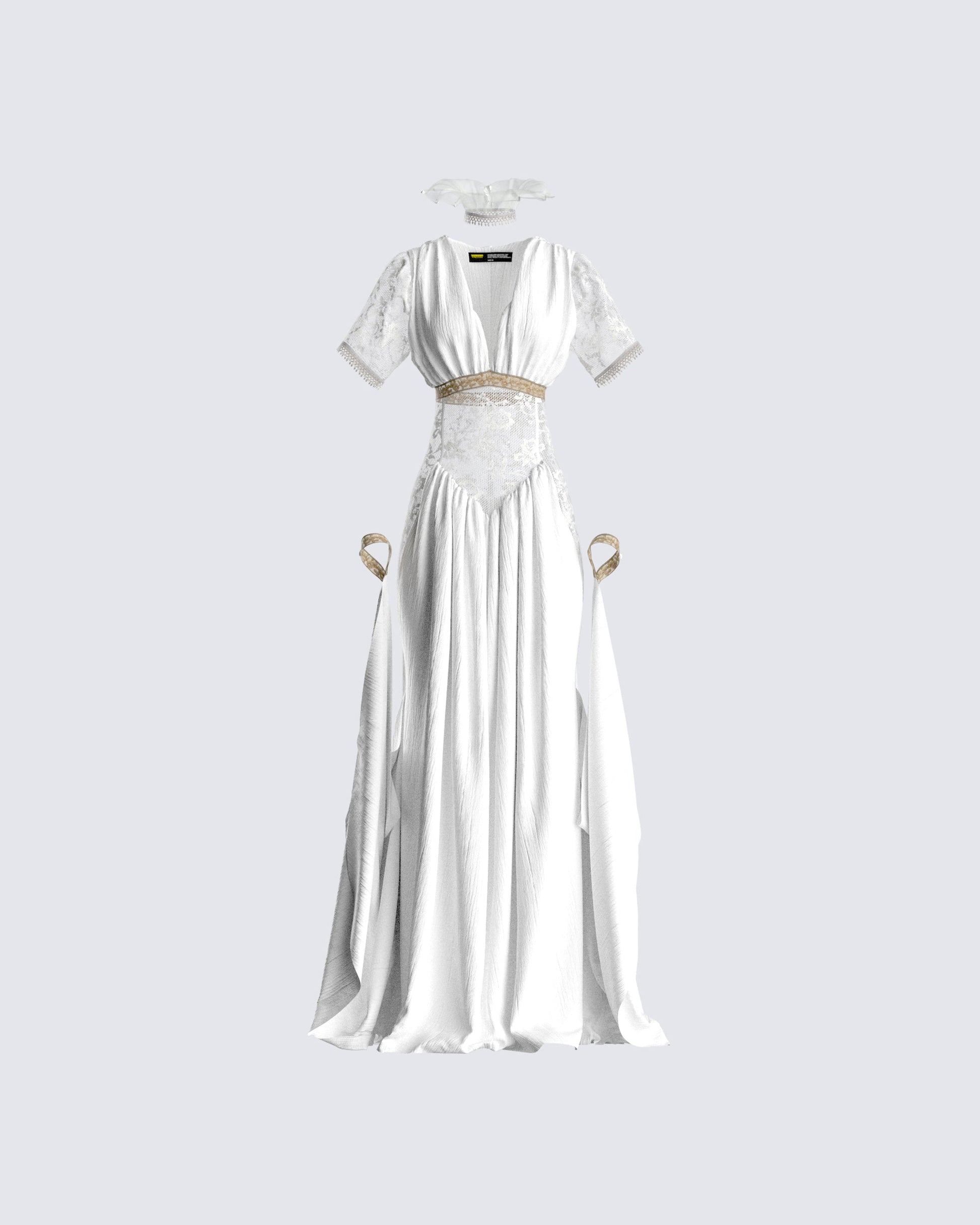 Melora White Maxi Dress & Collar product front