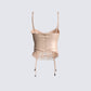 Blythe Peach Strappy Corset Top