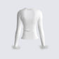 Natasha White Fur Trim Top