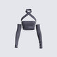 Jules Charcoal Cropped Top & Sleeves 3d product front