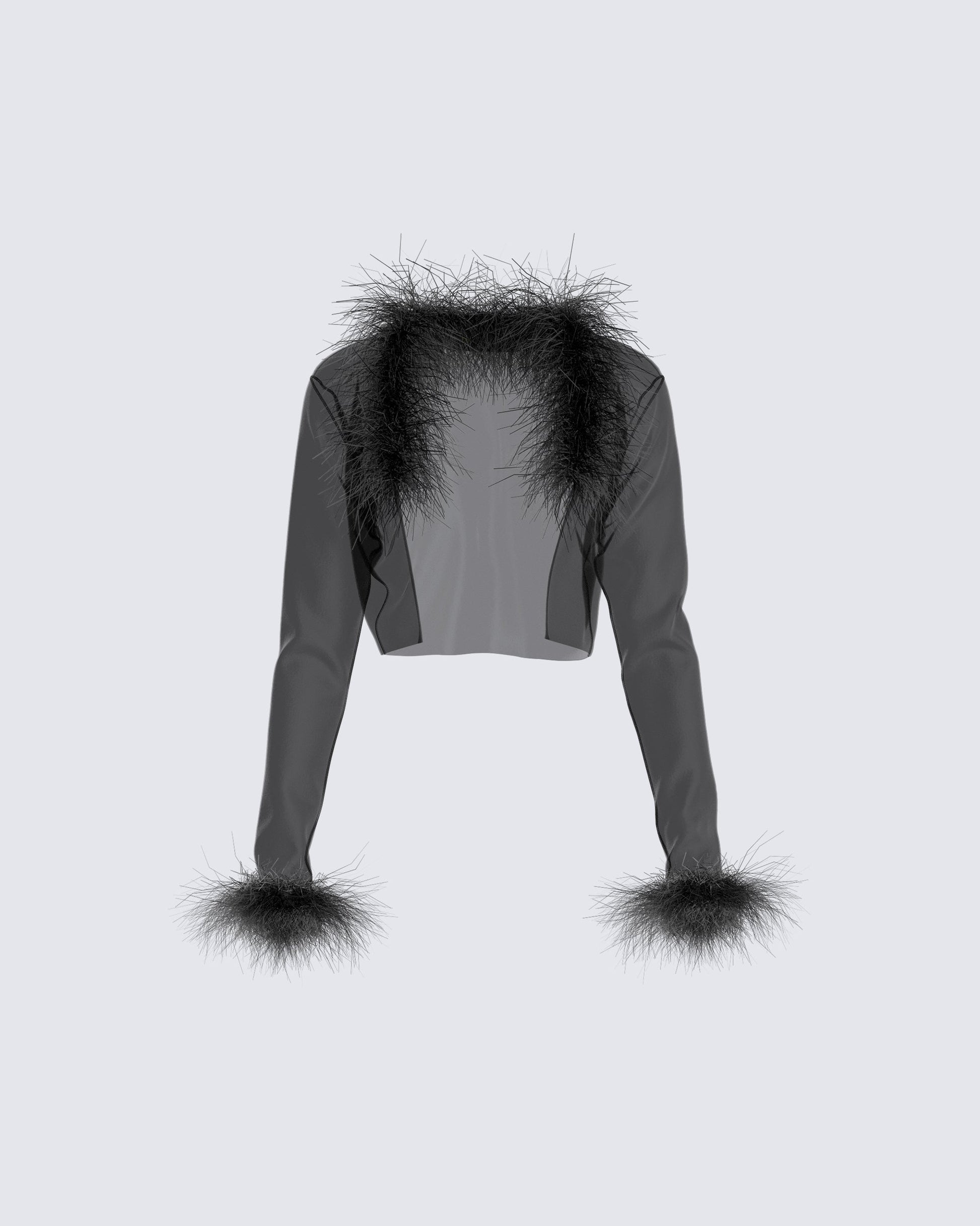 Dita Black Feather Jacket 3d product front