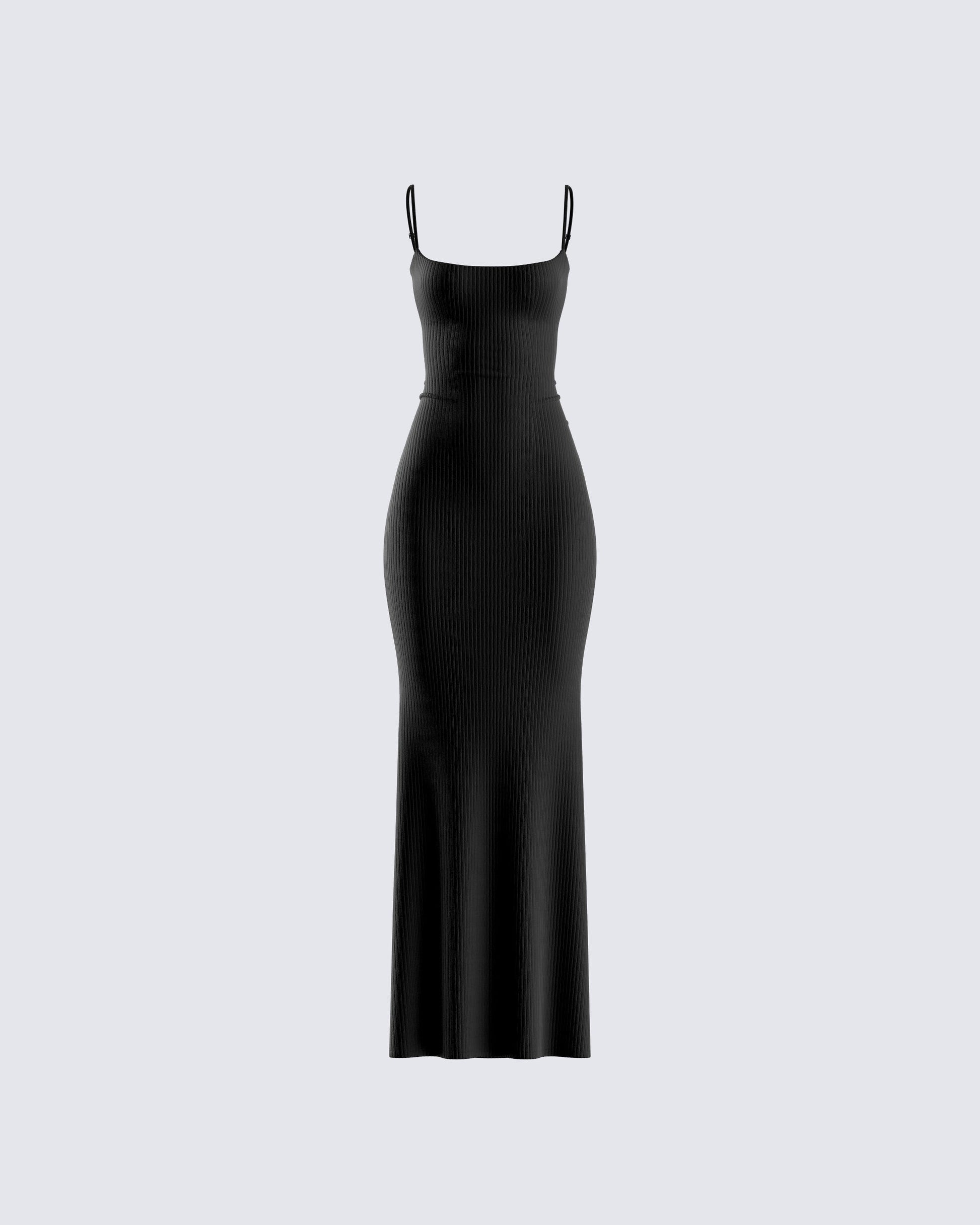 Georgie Black Rib Maxi Dress product front