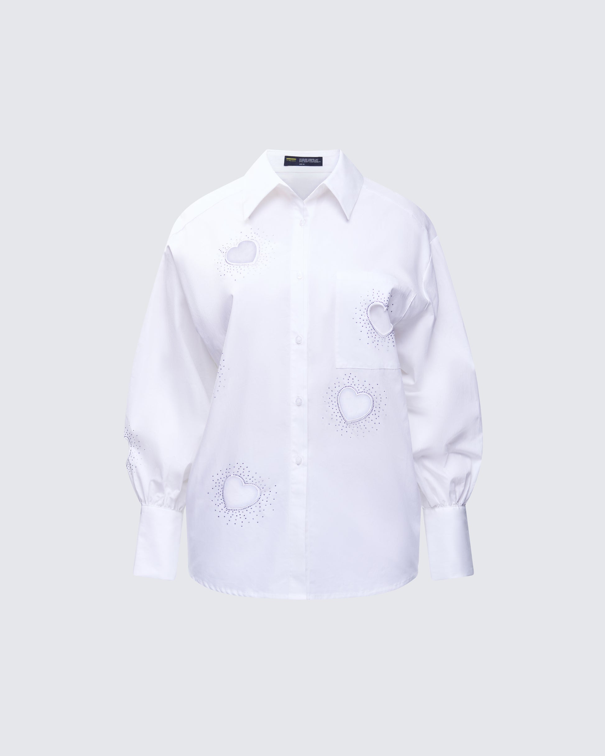 Rafaela White Heart Diamante Shirt product front