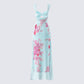 Ryliana Green Floral Mesh Maxi Dress