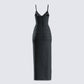 Yan Black Lace Maxi Corset Dress