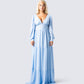 Louise Baby Blue Tiered Maxi Dress model front