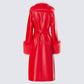 Willa Red Vegan Fur Leather Coat