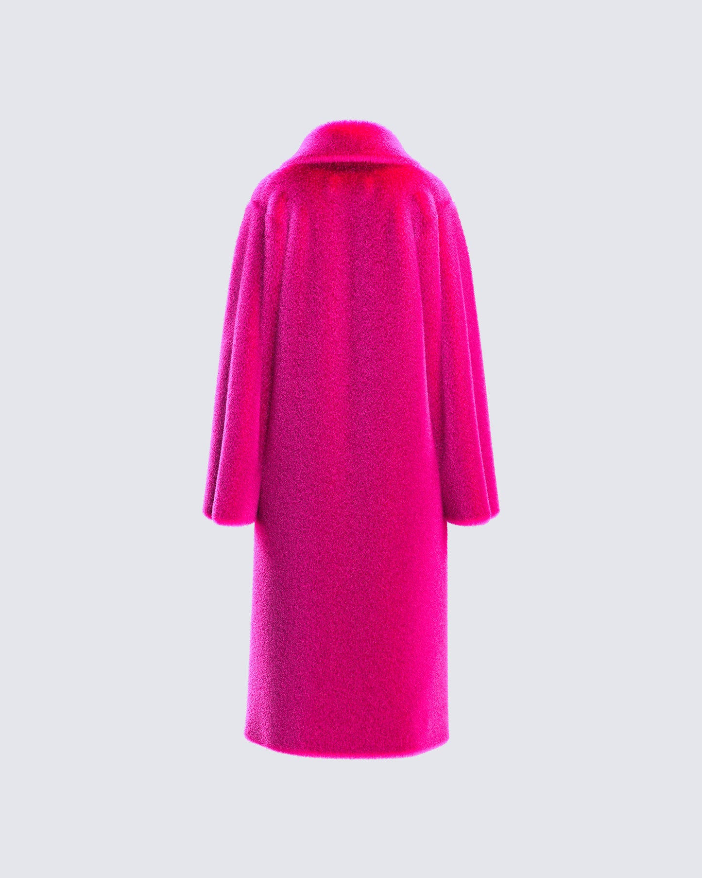 Dorinne Hot Pink Vegan Fur Coat