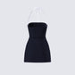 Lesia Black Halter Tennis Dress