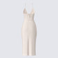 Jing Ivory Crochet Knit Midi Dress