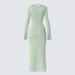 Nea Green Sweater Knit Midi Dress