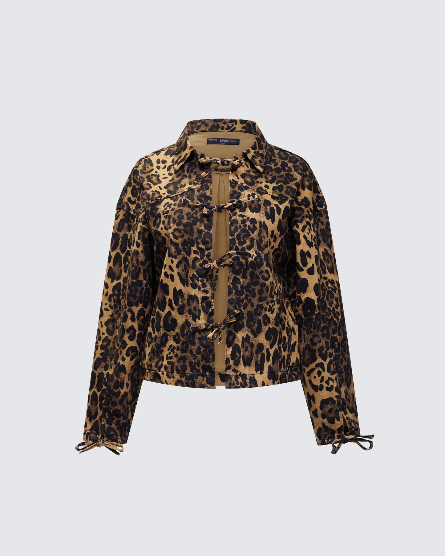 Lucretia Leopard Bow Tied Twill Shirt Jacket product front