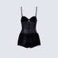 Andrina Black Sequin Fringe Romper