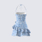 Aubriella Blue Print Mini Dress