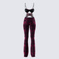Ami Purple Velvet Burnout Jumpsuit