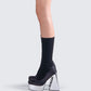 Marcil Black Heeled Platform Boot