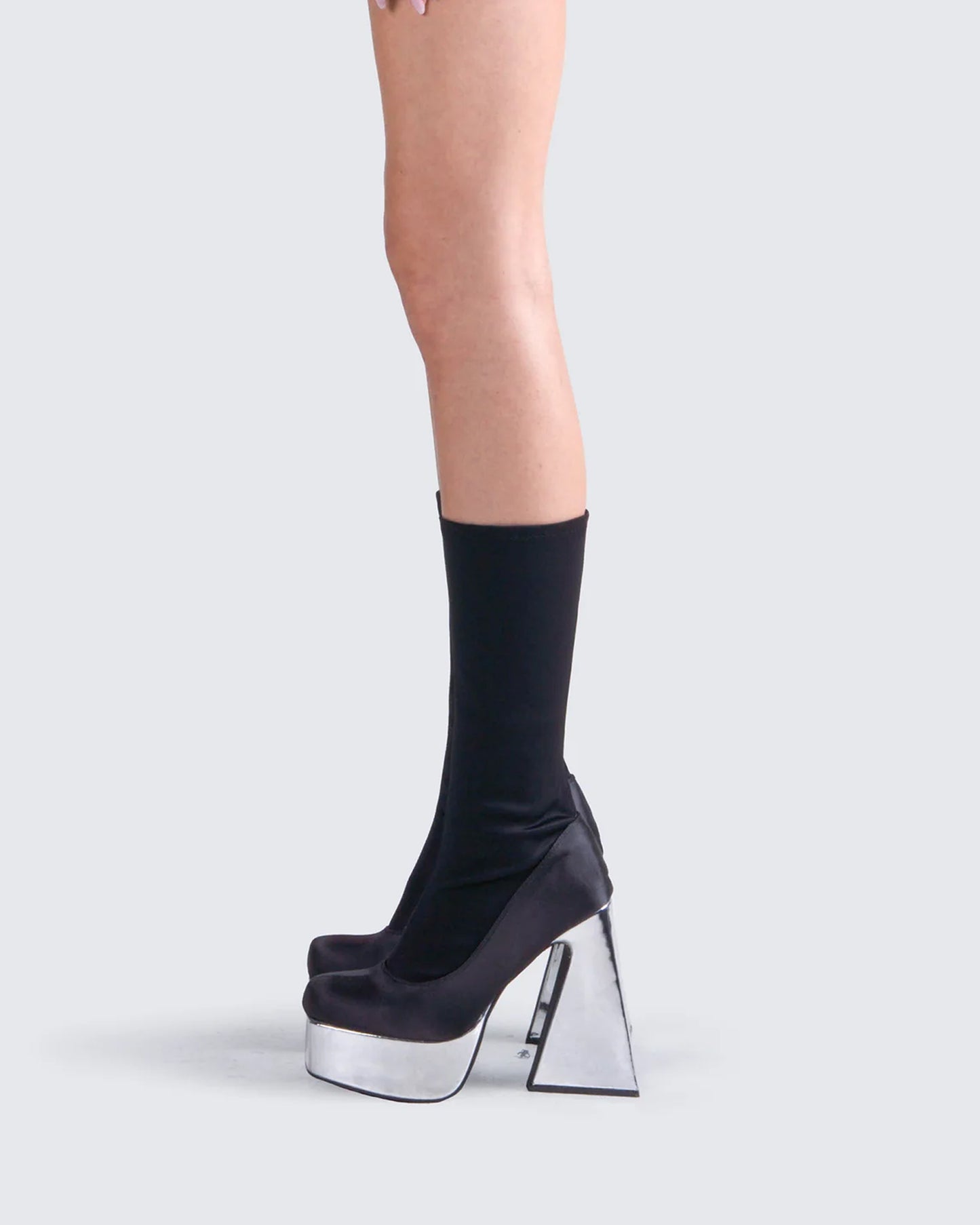 Marcil Black Heeled Platform Boot