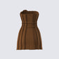 Ruby Brown Strapless Mini Dress