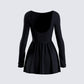Leen Black Low Back Mini Dress