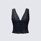 Hyacinth Black Floral Bow Detail Top product front