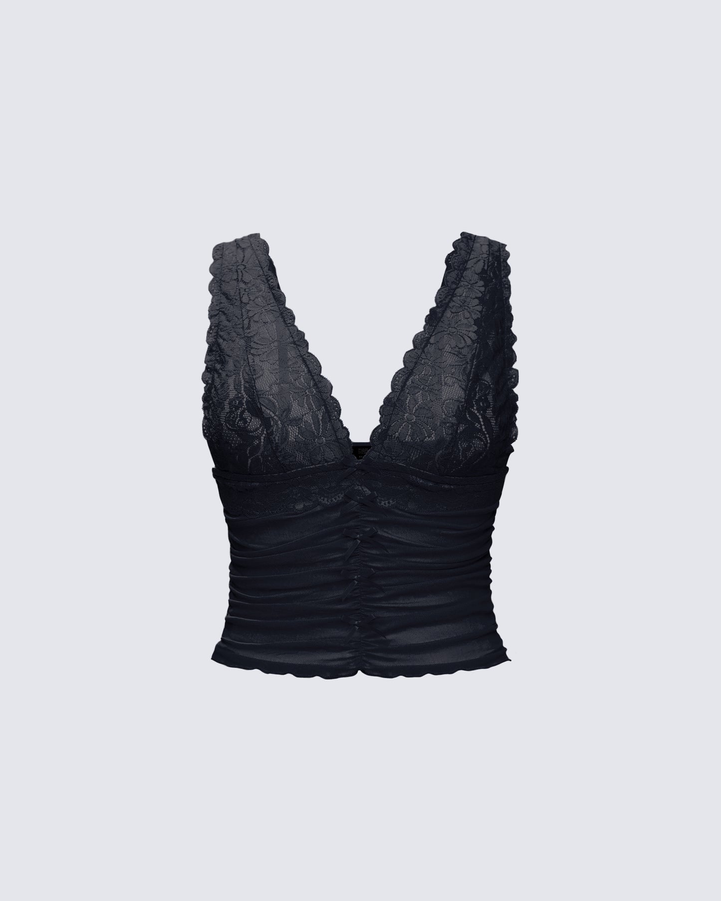 Hyacinth Black Floral Bow Detail Top product front