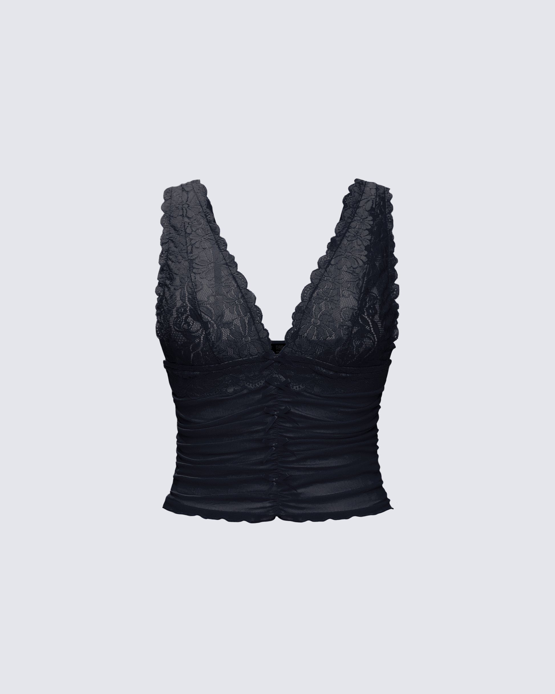 Hyacinth Black Floral Bow Detail Top product front
