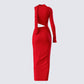 Gabrielle Red Jersey Midi Dress