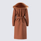 Hala Brown Faux Fur Trim Coat